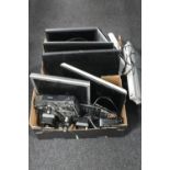 Two boxes of assorted electricals - LCD monitors, laptop, Epson printer,