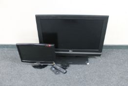 An LG 32 inch LCD TV and a Samsung 19 inch LCD TV,