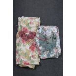 Two pairs of floral lined curtains with tie backs (126" x 96"drop)