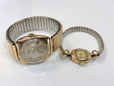 A gentleman's 9ct gold backed Avia wristwatch on expansion strap together with a lady's 9ct gold