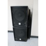 A pair of Alto Professional TS Sub true sonic PA speakers with stands