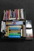 Two boxes of books - motorcycles, Haynes car manuals,