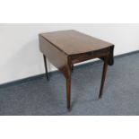 An inlaid mahogany flap sided table fitted a drawer