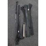 Five fishing rods including two leader rods,