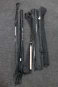 Five fishing rods including two leader rods,