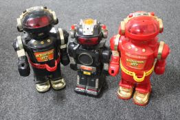 Three 1980's battery operated robots - Robatron RT2,