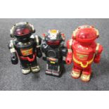 Three 1980's battery operated robots - Robatron RT2,