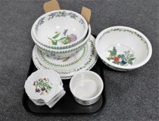 A tray of twelve pieces of Portmeirion china to include three fruit bowls, set of five shell dishes,