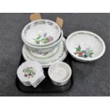 A tray of twelve pieces of Portmeirion china to include three fruit bowls, set of five shell dishes,