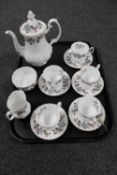 A tray of fifteen piece Royal Albert Lorraine tea service