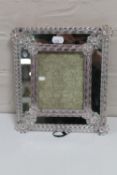 A pink Venetian glass picture frame