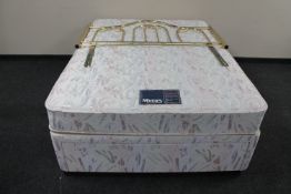 A Myers 4'6 storage divan and interior with brass headboard
