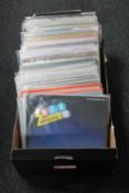 A box of vinyl LP records - Now compilations, Pink Floyd, Led Zeppelin, T Rex,