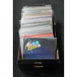 A box of vinyl LP records - Now compilations, Pink Floyd, Led Zeppelin, T Rex,