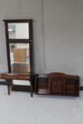 An antique mahogany wall shelf plus one further fitted a cupboard