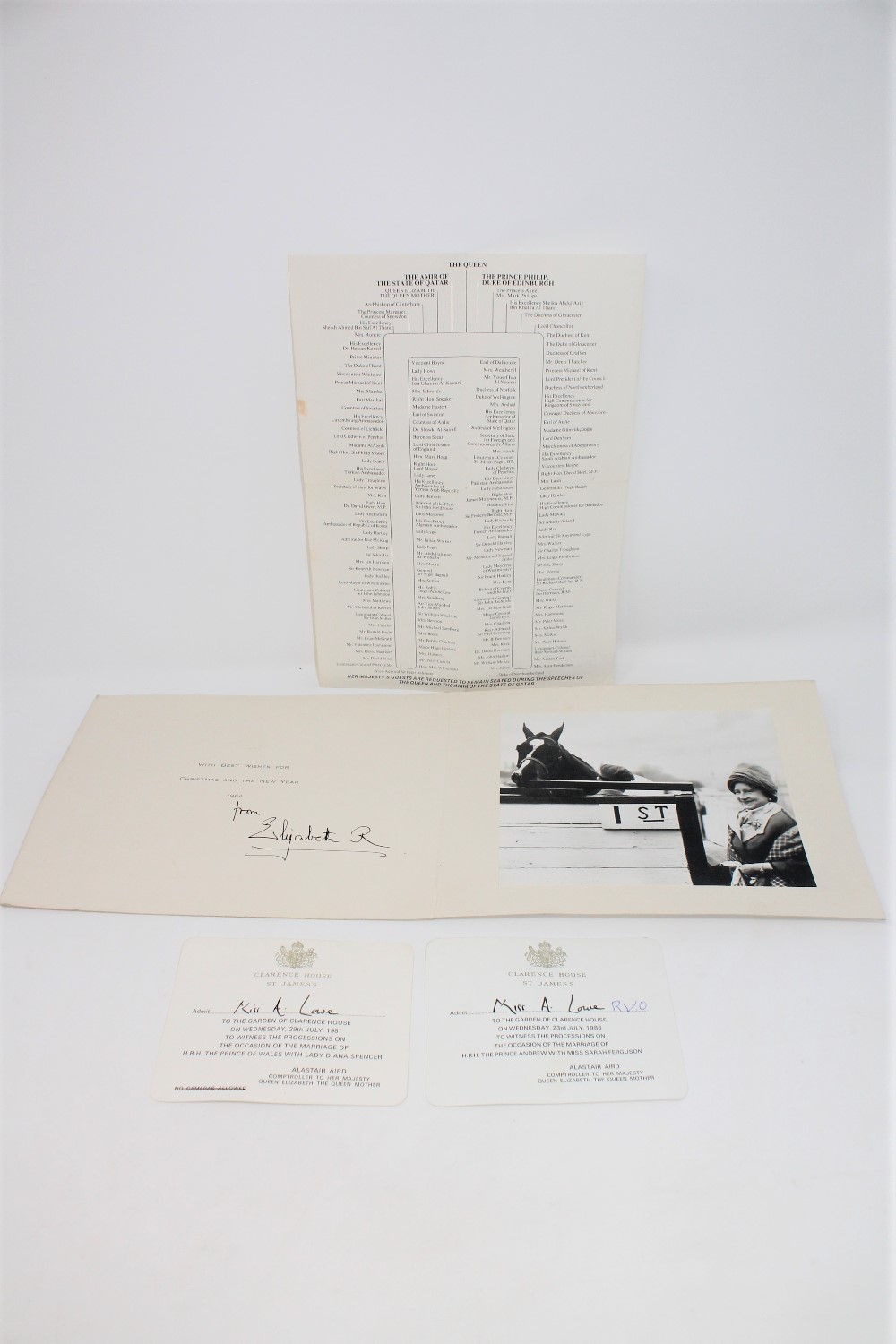 A Royal Family Christmas card from 1964, signed in black ink by Queen Elizabeth the Queen Mother,