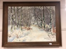 Continental School : Winter forest, oil on canvas,