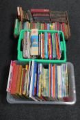 Three boxes containing antique and later books, novels, children's books,