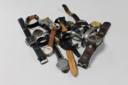 A box containing a collection of assorted gent's wristwatches,