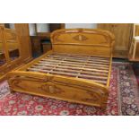 An oriental style parcel gilt 6' bed frame