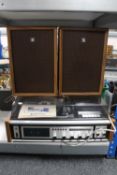 A vintage Sanyo G2611KL solid state stereo music centre with speakers