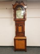 A Victorian oak and mahogany eight day longcase clock with painted dial signed Alexander, Hexham,