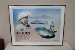 A framed Stirling Moss limited edition print, number 14 of 500, by Kevin Walsh,