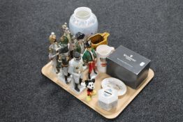 A tray containing a boxed Waterford crystal Nocturne Collection vase, whisky jugs, Wedgwood vase,