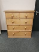 A Victorian pine five drawer chest, width 96 cm.