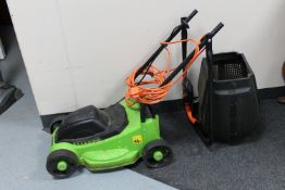 A Challenge electric lawn mower with grass box