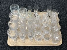 A tray of a quantity of assorted drinking glasses