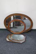 Three antique mahogany framed mirrors