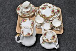 Thirty-one pieces of Royal Albert Old Country Roses tea and dinner china