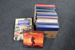 A box containing a quantity of LP's and LP box sets, world music, easy listening etc,