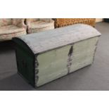 A 19th century pine domed topped shipping trunk