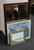 A watercolour of fishing boats, signed M Carter 1991,