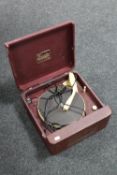 A mid 20th century Trixette portable electric gramophone