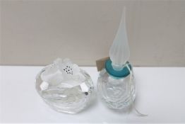 A Swarovski crystal perfume bottle together with a Swarovski crystal lidded trinket box