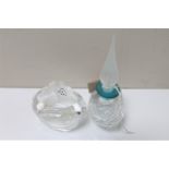 A Swarovski crystal perfume bottle together with a Swarovski crystal lidded trinket box