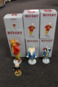 Five boxed Rupert Classic figures by Frances Collectables Limited - brown faced Rupert and a