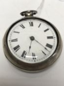 A nineteenth century silver pair-cased fusee pocket watch