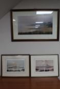 Three framed I. Lindsay prints; Tynemouth Long Sands, Reflections of St.