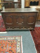 A George III oak mule chest,