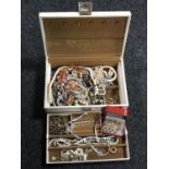 A box of costume jewellery, Eastern necklace, beaded necklaces etc.