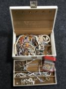 A box of costume jewellery, Eastern necklace, beaded necklaces etc.
