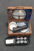 A picnic set and a set of French boules