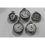 A box of five various pocket watches - Elgin,