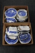 Two boxes of Copeland Spode tower blue and white dinner ware