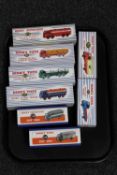 A tray of eight boxed Atlas dinky toys and dinky super toys die cast vehicles