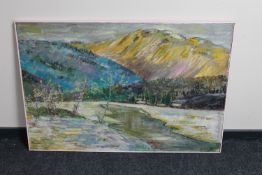 A 20th century framed oil on canvas - rural landscape, signed M.